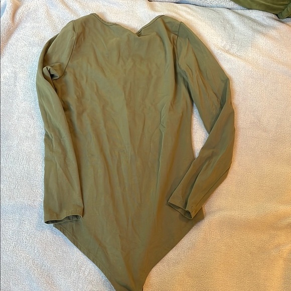 Olive Green Long Sleeve Bodysuit - Picture 5 of 5